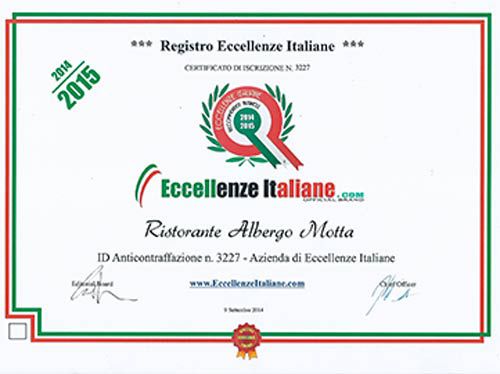 Hotel Asti premio Eccellenze italiane Ristorante Motta